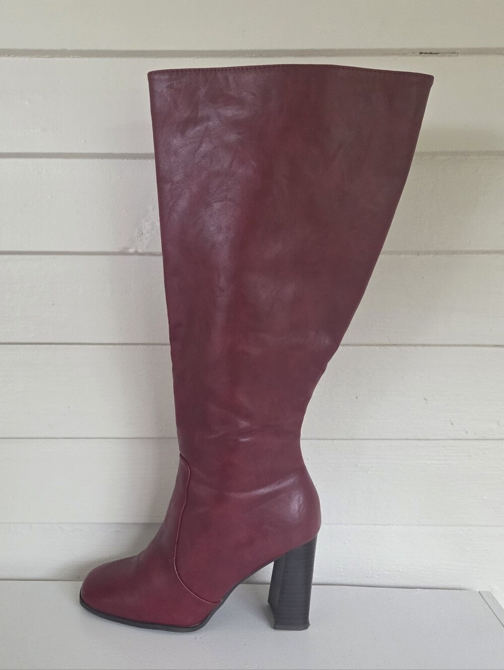 Journee Collection Women's Knee High Faux Leather Extra Wide Calf Boots Size 7